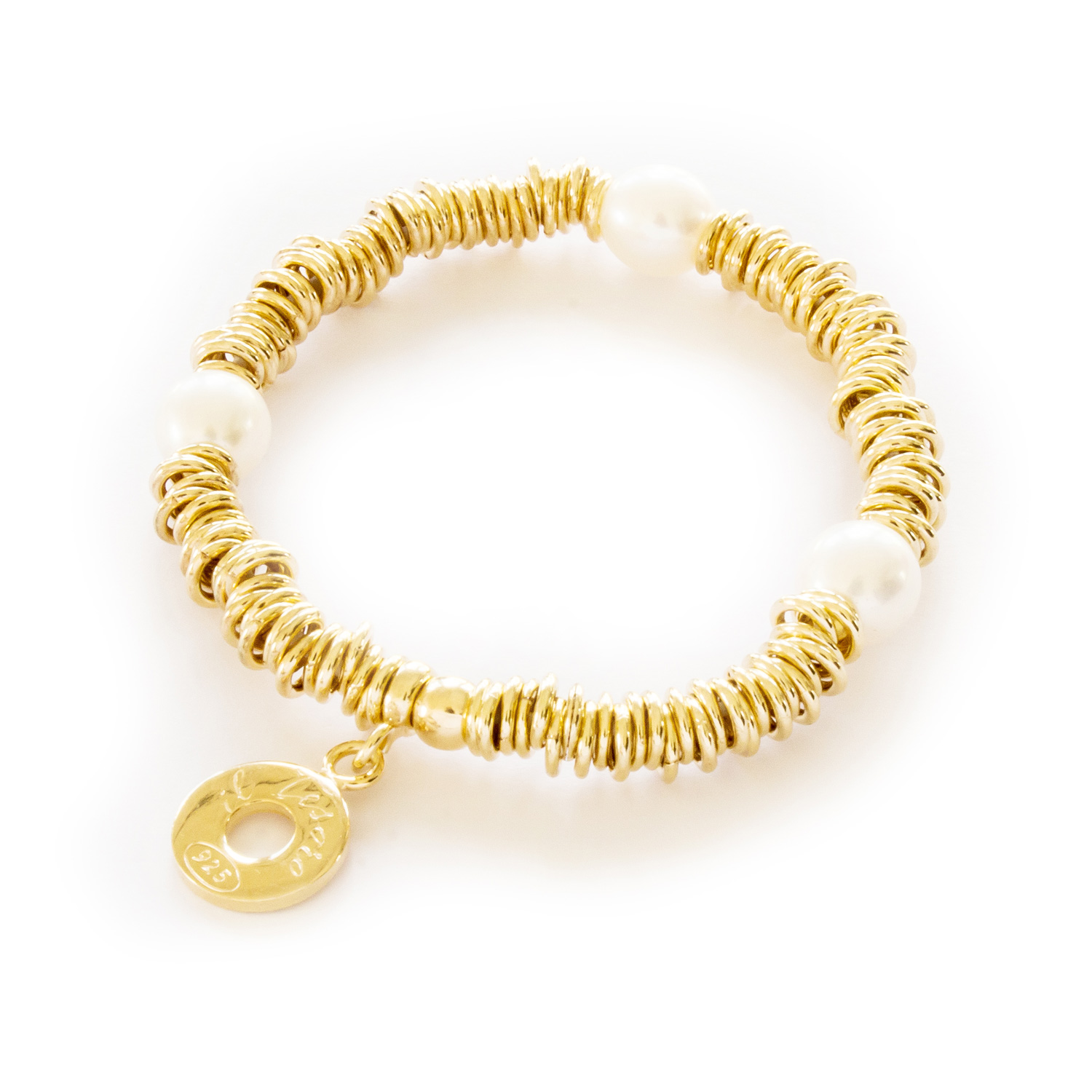 Armband Gelbvergoldet mit drei Perlen
