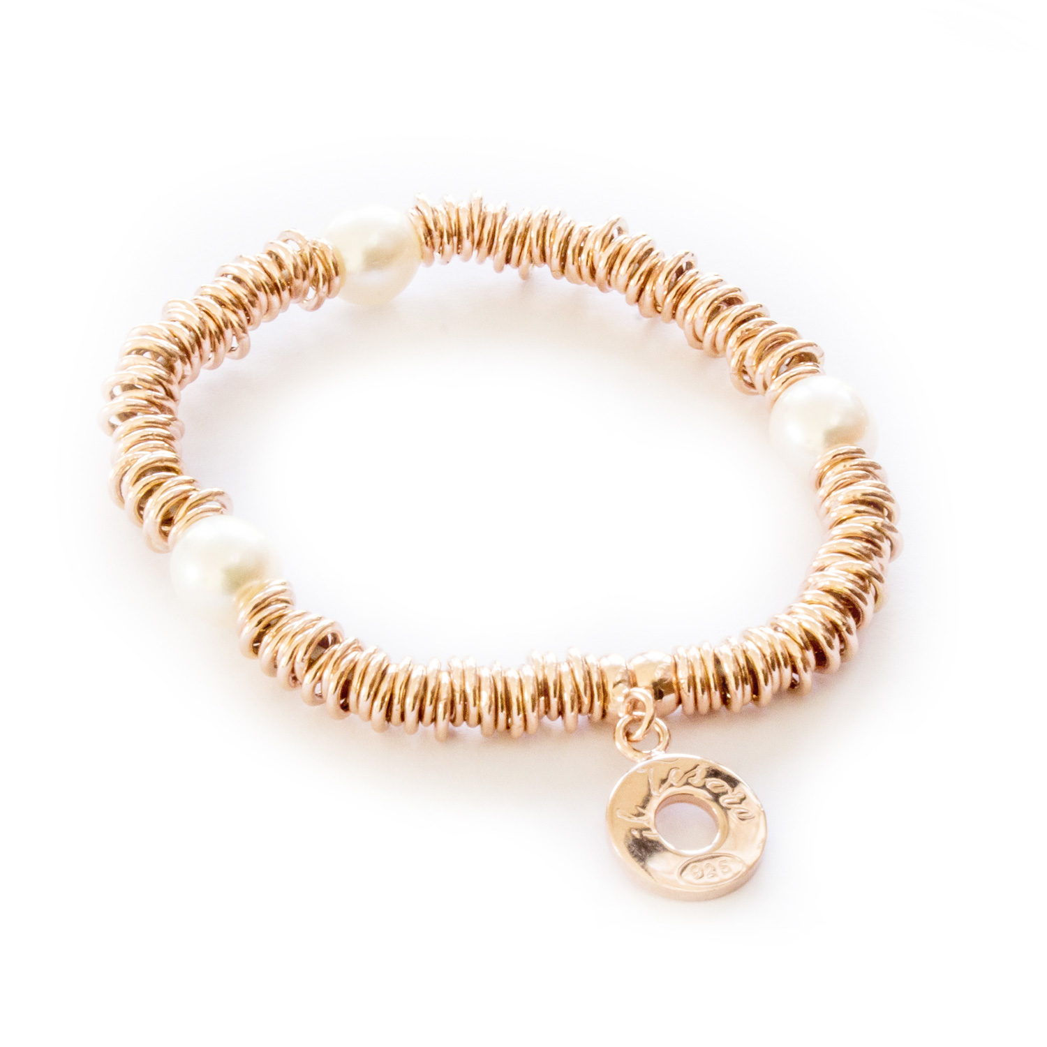 Armband Rosevergoldet mit drei Perlen